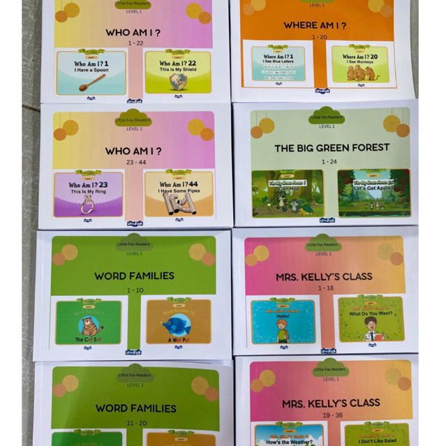 (Có quà) Vở bộ Little fox Level 1 - The big green, mrs Kelly class, who am i? where am i?, Word fami
