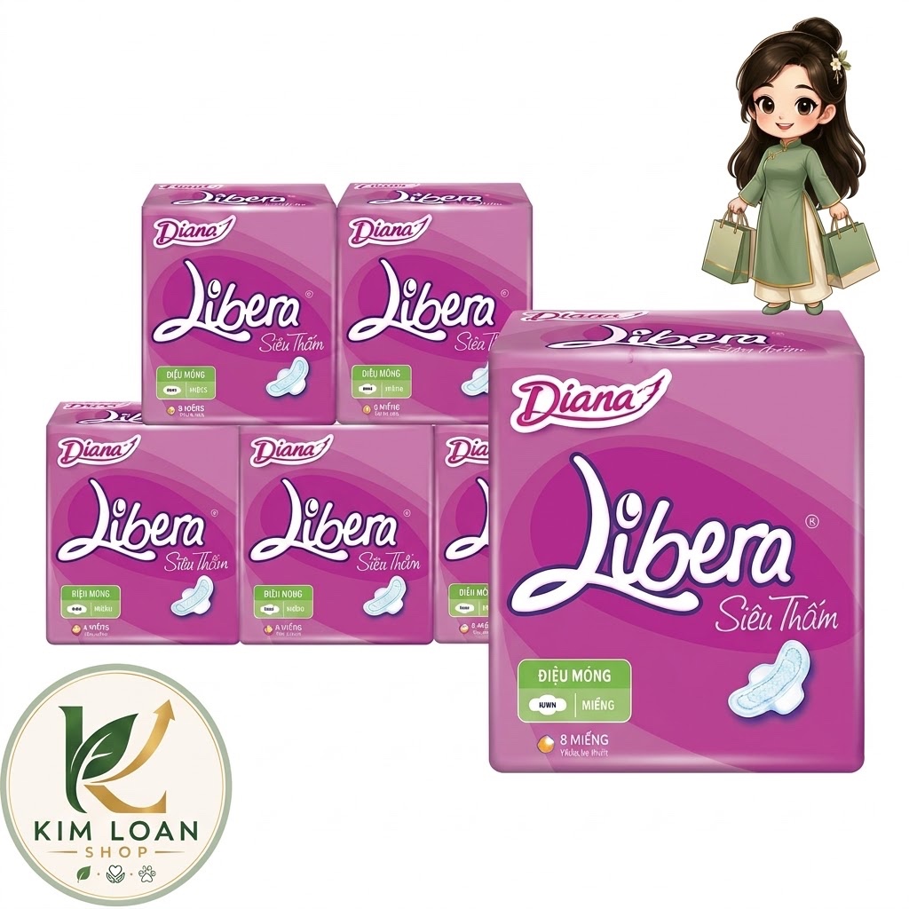 BĂNG VỆ SINH DIANA LIBERA SIÊU MỎNG CÁNH (8 MIẾNG) - MẶC NHƯ KHÔNG MẶC