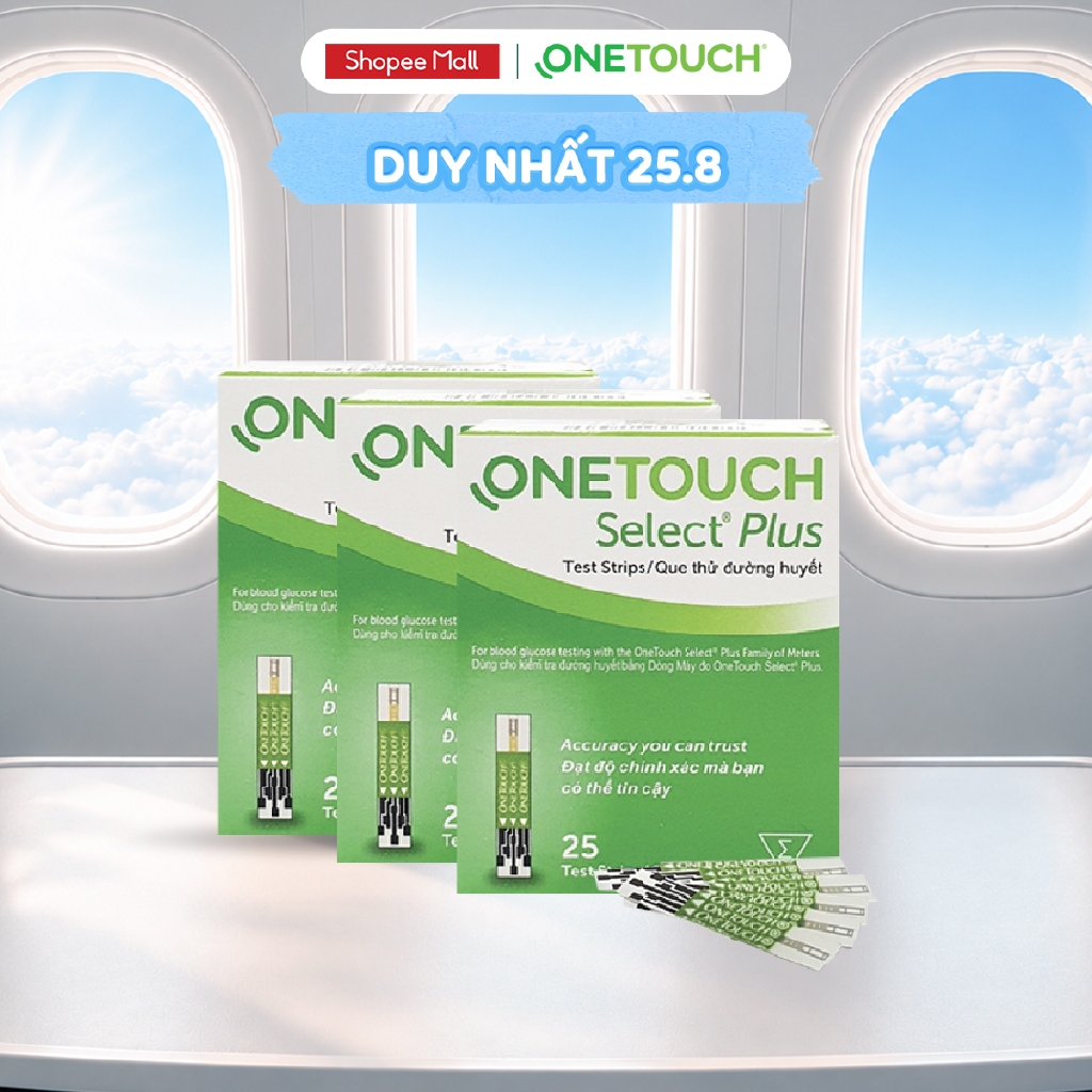 Combo 3 Que Thử Đường Huyết OneTouch Select Plus B/25