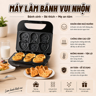 MÁY LÀM BÁNH 6 KHUÔN HÌNH THÚ CƯNG, MÁY NƯỚNG BÁNH CHỐNG DÍNH HÌNH ĐỘNG VẬT, HÌNH THÙ ĐÁNG YÊU LÀM ĐỒ ĂN CHO BÉ
