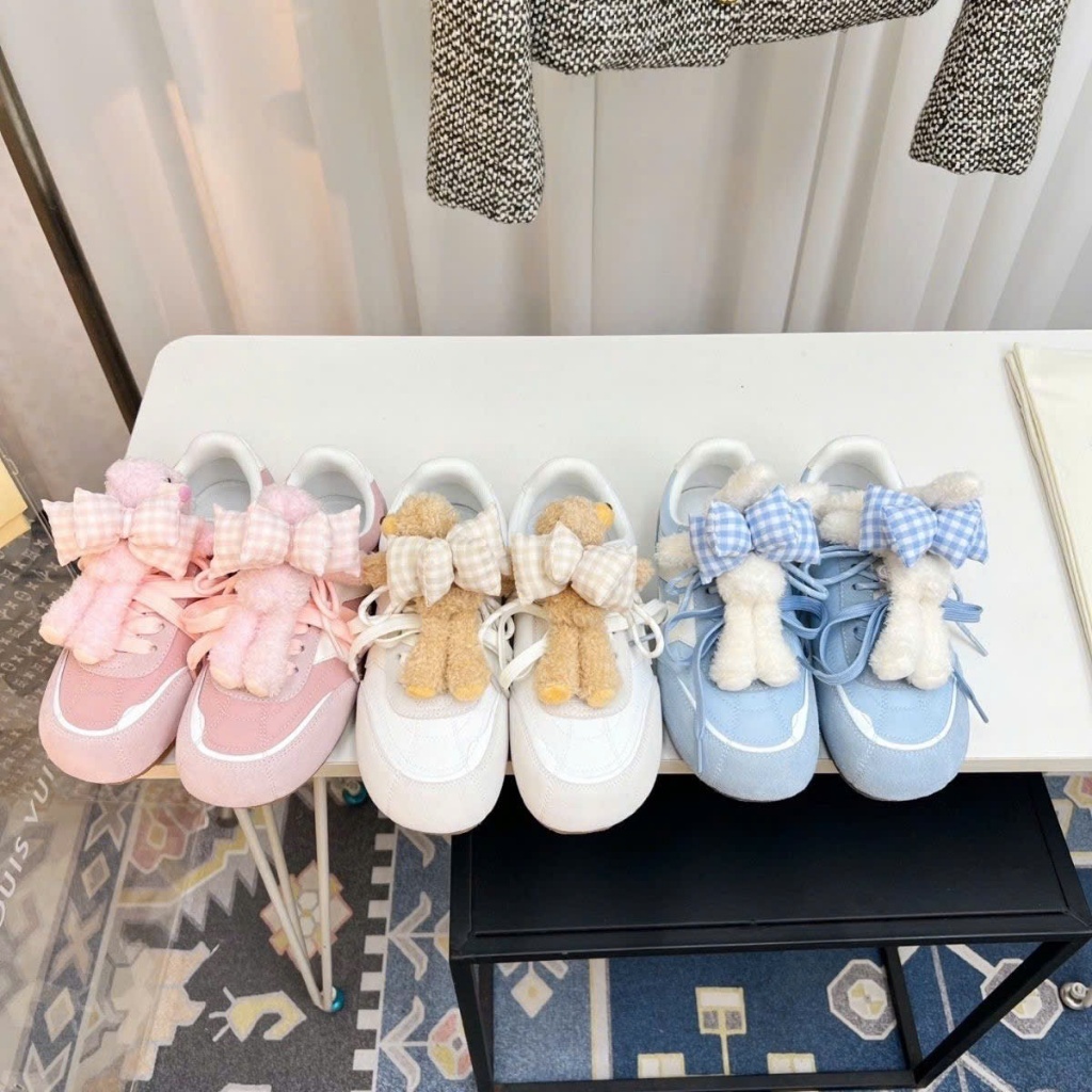 [ Hàng Cao Cấp ]Giày Sneaker 13De Bear – Giày Đính Gấu Teddy Hot Trend, Đế Cao, Phong Cách Hàn Quốc