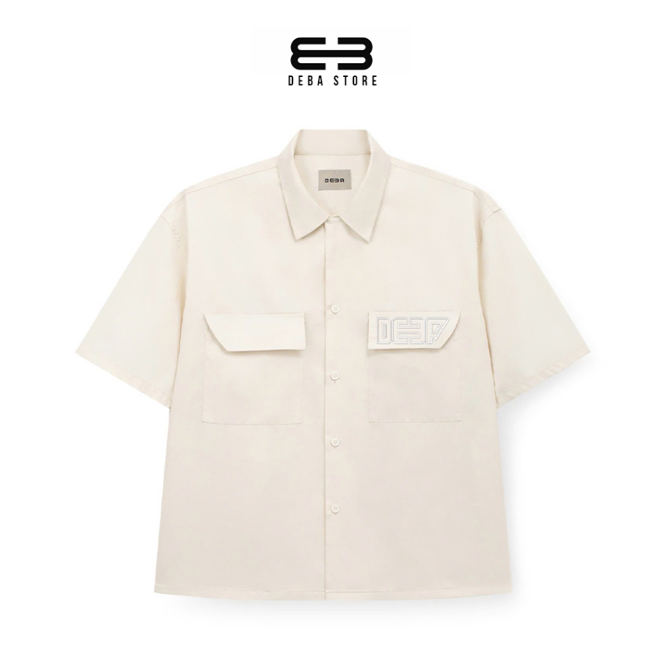 DEBA OXFORD SHIRT KREAM – Áo Sơ Mi Tay Ngắn Form Boxy 2 Túi