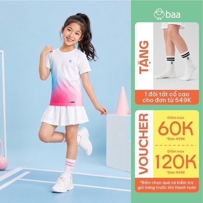 [Đơn 549k nhận 1 đôi vớ] Set quần áo thể thao bé gái cầu lông siêu nhẹ mềm mại thấm hút 18-52kg Baa Active QU46N