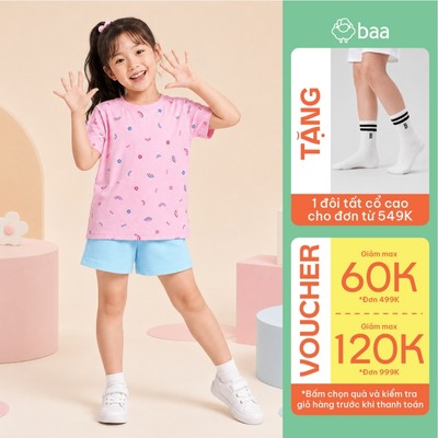 [Đơn 549k nhận 1 đôi vớ] Bộ Quần Áo Mùa Hè Bé Gái Mặc Đi Học Mềm Mịn Thoáng Khí 1-10 Tuổi Baababy DB06N