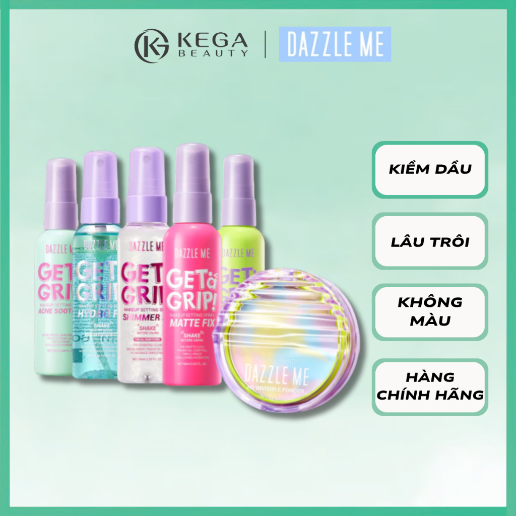 Combo Xịt Khóa Nền Dazzle Me và Phấn Phủ Kiềm Dầu Dazzle Me Better Than Filter HD