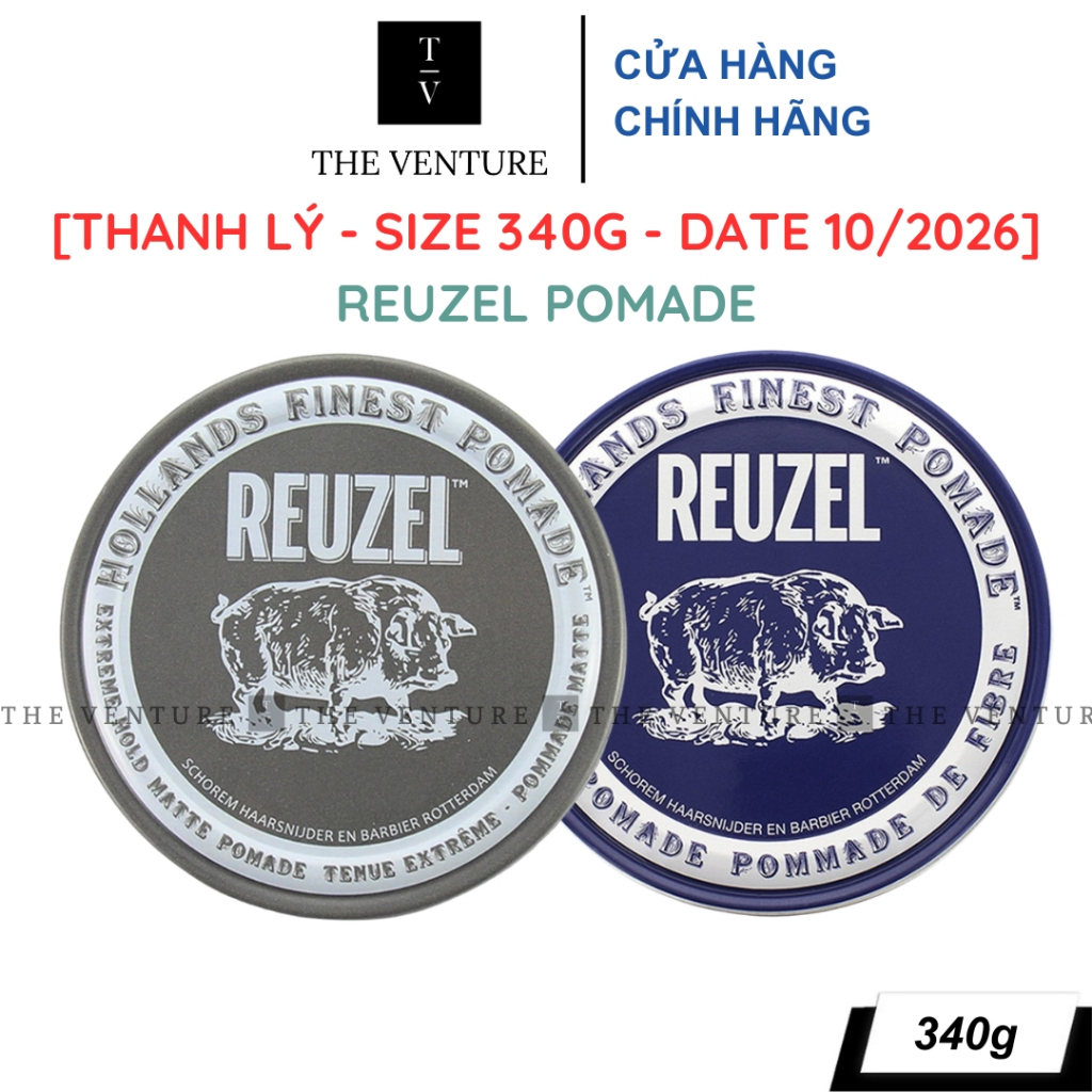 [Thanh lý - Size 340g - Date 10/2026] Sáp vuốt tóc Reuzel Pomade Extreme hold xám và Fiber - 340g