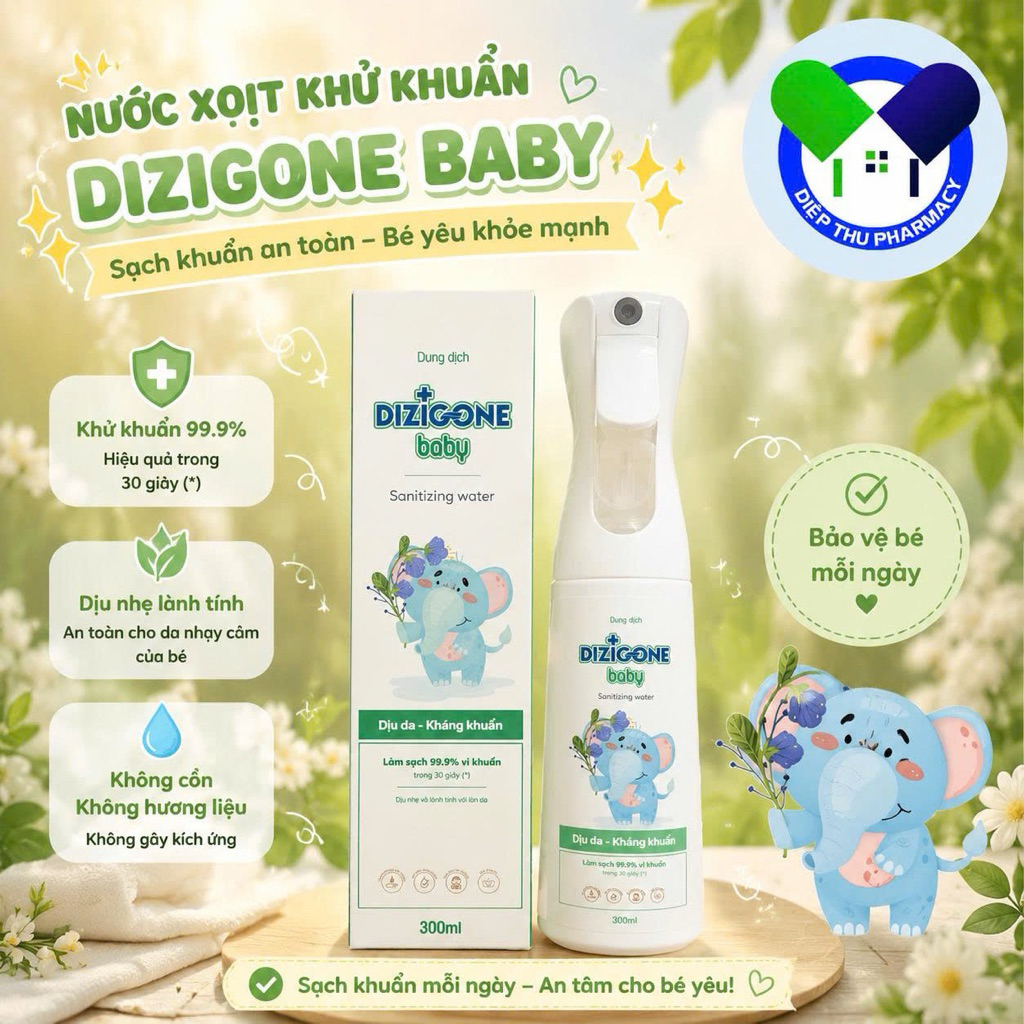 Dizigone Baby 300ml | Dung Dịch Kháng Khuẩn Làm Sạch Da Bé Dịu Nhẹ Hàng Ngày