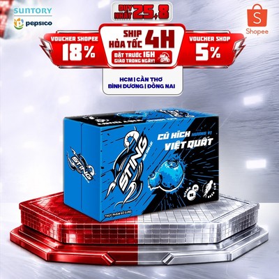 [Giao sau lễ] Thùng 24 Lon Nước Tăng Lực Sting Xanh Việt Quất (320ml/lon)