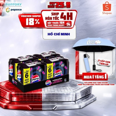 [GIAO TOÀN QUỐC] Thùng 24 Lon Nước Ngọt Giải Khát Có Gaz Pepsi Phúc Bồn Tử Không Calo, Không Đường (320ml/lon)