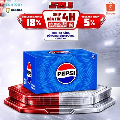 [Giao sau lễ] Thùng 24 Chai Nước Ngọt Giải Khát Có Gaz Pepsi (390ml/chai)