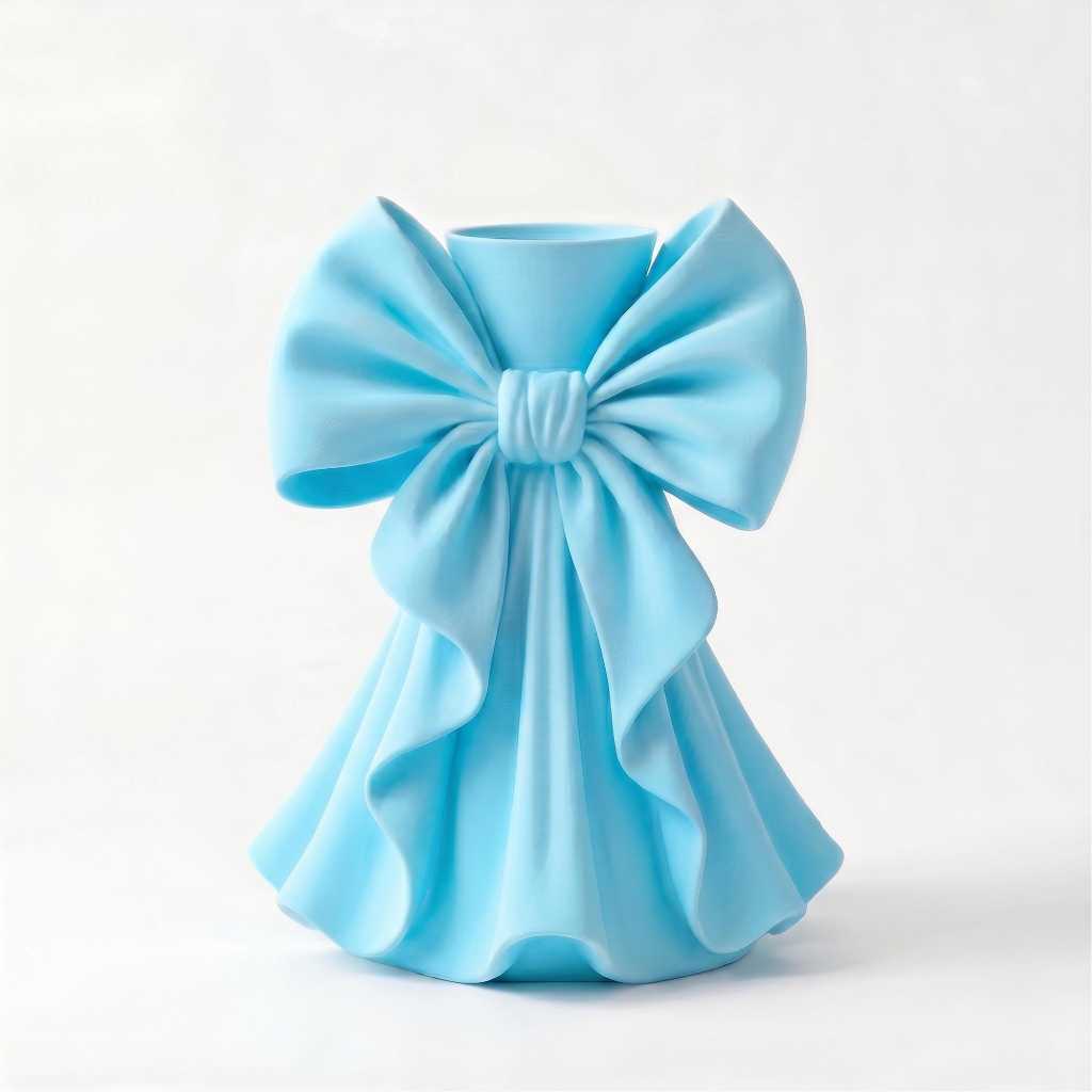 3D Printed Coquette Bow Vase | Flowing Sculptural Flower Vase