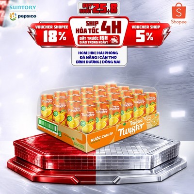 [Giao sau lễ] Thùng 24 Lon Nước Trái Cây Twister Cam (320ml/lon)