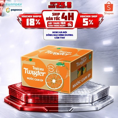 [Giao sau lễ] Thùng 24 Chai Nước Trái Cây Twister Cam (450ml/chai)