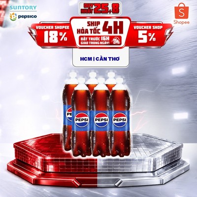 [Giao sau lễ] Lốc 6 Chai Nước Ngọt Giải Khát Có Gaz Pepsi (1,5L/chai)