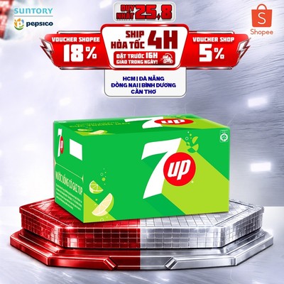 [Giao sau lễ] Thùng 24 Chai Nước Ngọt Giải Khát Có Gaz 7Up (390ml/chai)