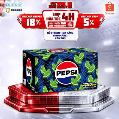 [Giao sau lễ] Thùng 24 Chai Nước Ngọt Giải Khát Có Gaz Pepsi Vị Chanh Không Calo, Không Đường (390ml /chai)