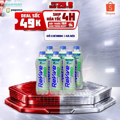 [Giao sau lễ] Lốc 6 Chai Nước Điện Giải Revive Thể Thao Active Pro Không Ga (450ml/chai)
