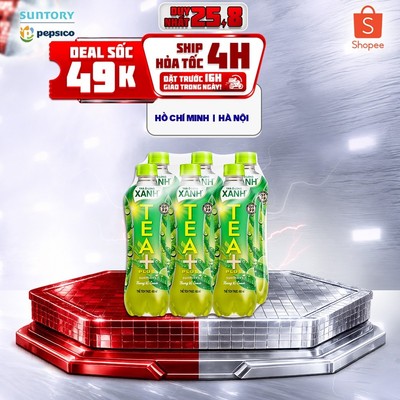 [Giao sau lễ] Lốc 6 Chai Trà Ô Long Xanh Tea+ (450ml/chai)
