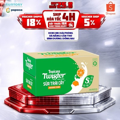 [Giao sau lễ] Thùng 24 Chai Sữa Trái Cây Hương Cam Twister (320ml/chai)