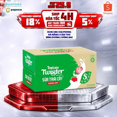 [Giao sau lễ] Thùng 24 Chai Sữa Trái Cây Hương Dâu Twister (320ml/chai)