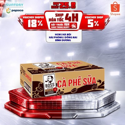 [Giao sau lễ] Thùng 24 Lon Cà phê sữa Boss (180ml/lon)