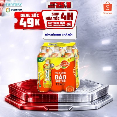 [Giao sau lễ] Lốc 6 Chai Trà Ô Long Tea+ Đào Trái Cây Nhiệt Đới (450ml/chai)