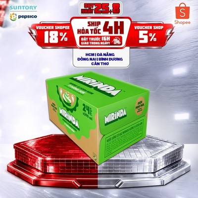 [Giao sau lễ] Thùng 24 Chai Nước Ngọt Giải Khát Có Gaz Mirinda Soda Kem (390ml/chai)