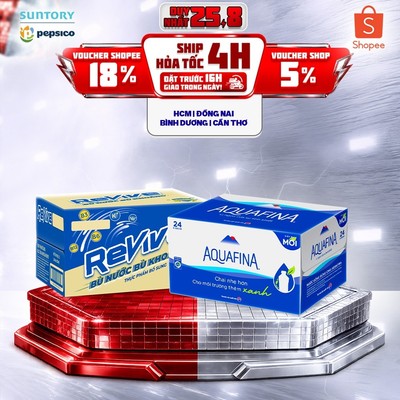 [Giao sau lễ] Combo 1 Thùng 24 Chai Revive và 1 Thùng 24 Aquafina (500ml/chai)