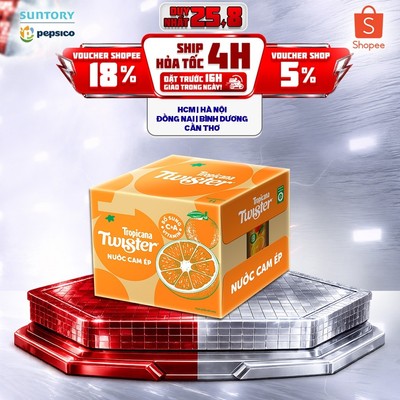 [Giao sau lễ] Thùng 12 Chai Nước Trái Cây Twister Cam (1L/chai)