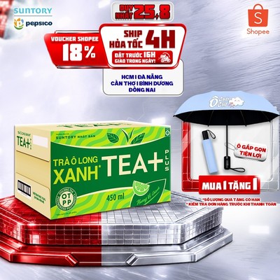 [Giao sau lễ] Thùng 24 Chai Trà Ô Long Xanh Tea+ (450ml/chai)