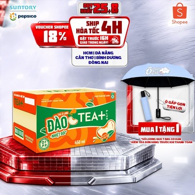 [Giao sau lễ] Thùng 24 Chai Trà Ô Long Tea+ Đào Trái Cây Nhiệt Đới (450ml/chai)