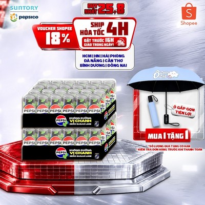 [Giao sau lễ] Combo 2 Thùng 24 Lon Pepsi Vị Chanh Không Calo, Không Đường (320ml/lon)