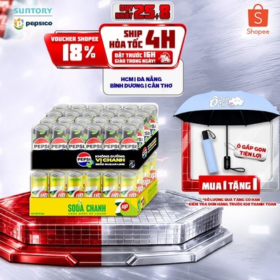 [Giao sau lễ] Combo 2 Thùng Pepsi Vị Chanh Không Calo và 7UP Soda Chanh Không Calo (320ml/lon)