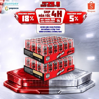 [Giao sau lễ] Combo 2 Thùng 24 Lon Nước Tăng Lực Sting Dâu (320ml/lon)