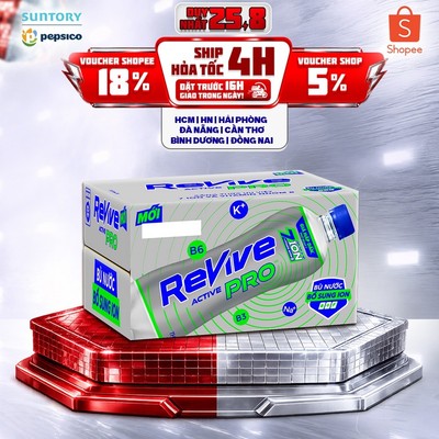 [Giao sau lễ] Thùng 24 Chai Nước Điện Giải Revive Thể Thao Active Pro Không Ga (450ml/chai)
