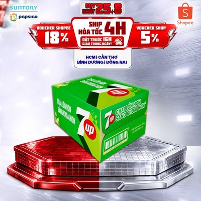 [Giao sau lễ] Thùng 24 Chai Nước Ngọt Giải Khát Có Gaz 7Up (600ml/chai)