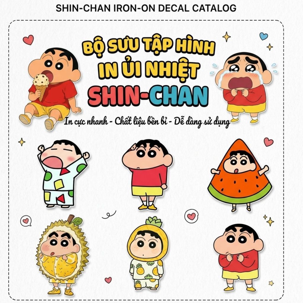 Hình Ủi, Ép Nhiệt Shin Cậu Bé Bút Chì Dễ Thương, Bền Đẹp Sắc Nét-LN08