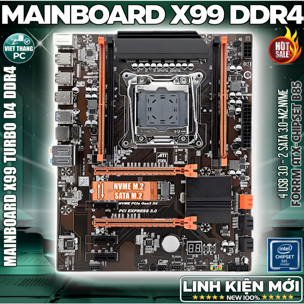 Mainboard X99 OEM DDR4 Model X99-Turbo D4 Kích thước ATX Chạy CPU Intel Xeon E5v3 E5v4  New 100%