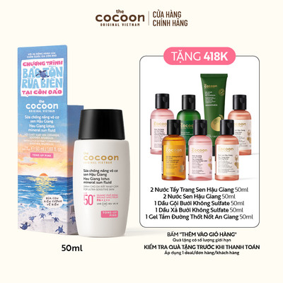 Sữa Chống Nắng Vô Cơ Sen Hậu Giang - Tone up Pink Cocoon 50ml
