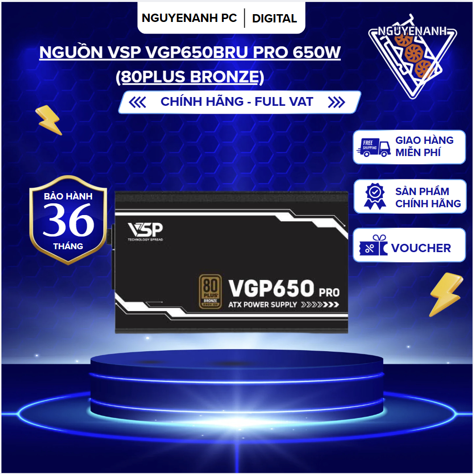 [Full Vat] Nguồn VSP VGP650BRU PRO 650W (80Plus Bronze) - bh 36 tháng