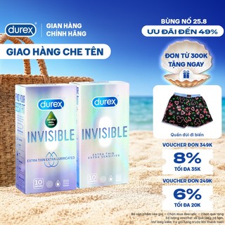 COMBO DUREX INVISIBLE LUBRICATED và DUREX INVISIBLE EXTRA THIN EXTRA SENSITIVE (10 BAO/HỘP; 52MM)