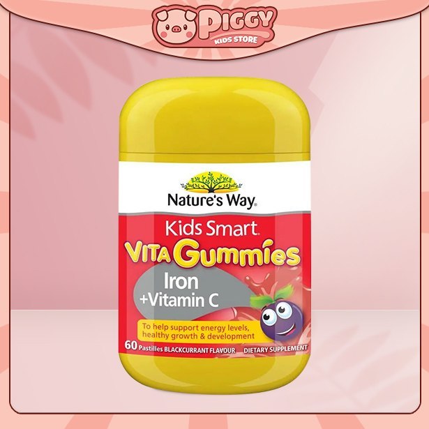 PIGGYKIDS - Kẹo Dẻo Nature's Way Kids Smart Vita Gummies Iron + Vitamin C 60 Viên Sắt Và Vitamin C