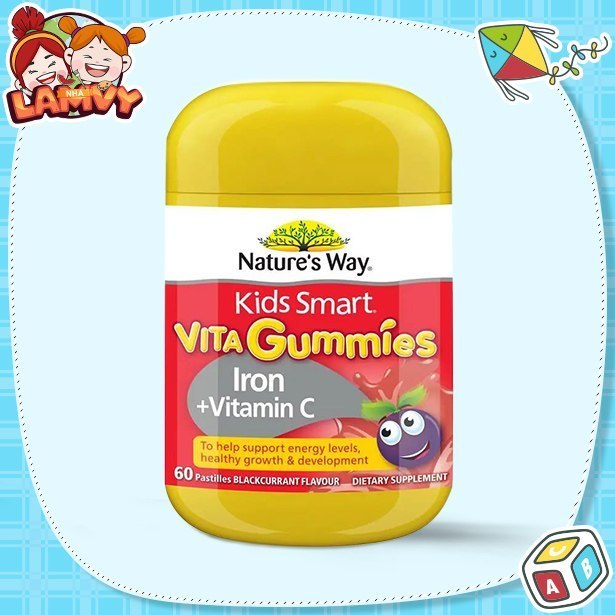 NHALAMVY - Kẹo Bổ Sung Vitamin C + Sắt Nature's Way Kids Smart Vita Gummies Iron + Vitamin C 60 VIÊN