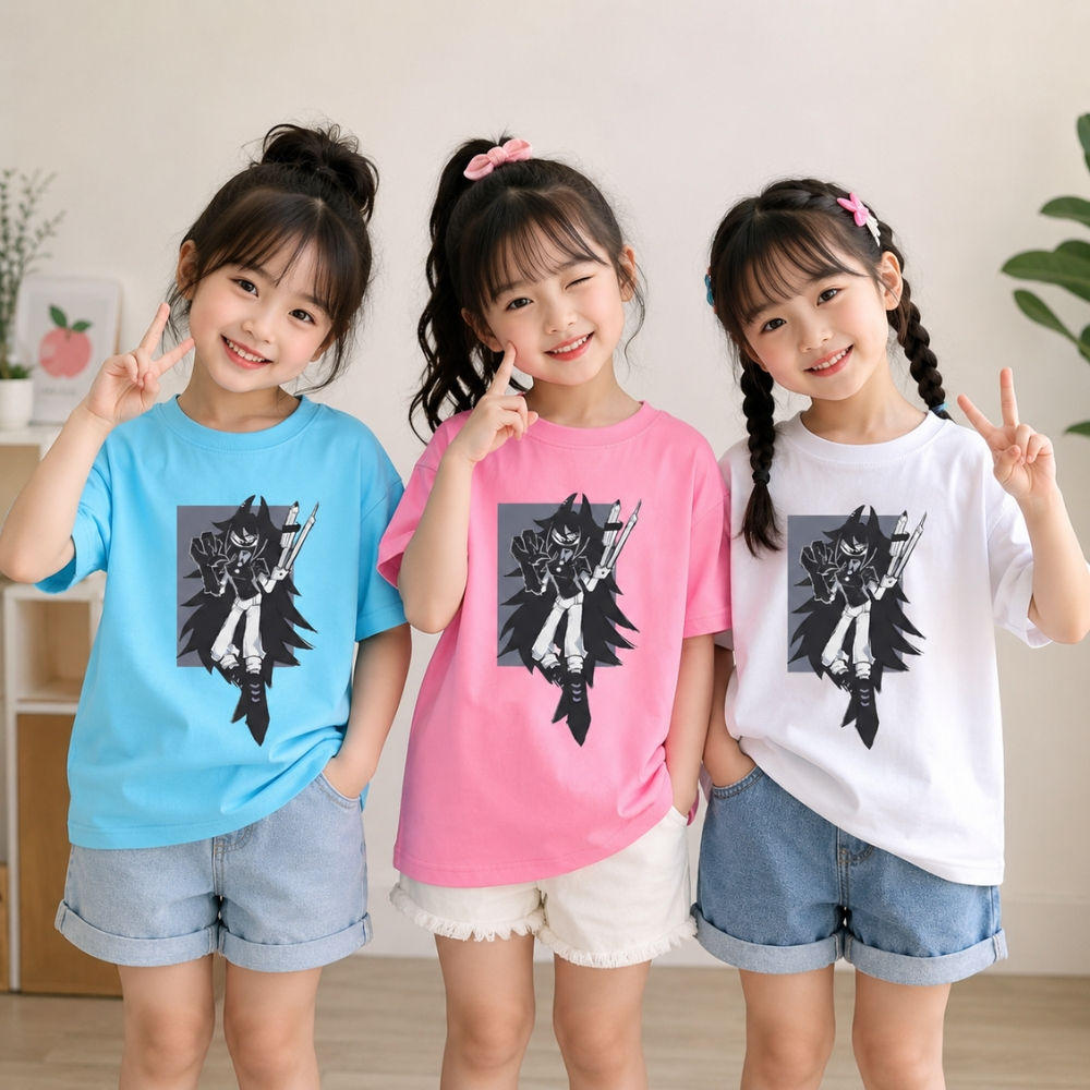 Áo FUNDAMENTAL PAPER EDUCATION MISS CIRCLE cho bé gái, Áo thun trẻ em Chất thun Cotton poly mềm min 