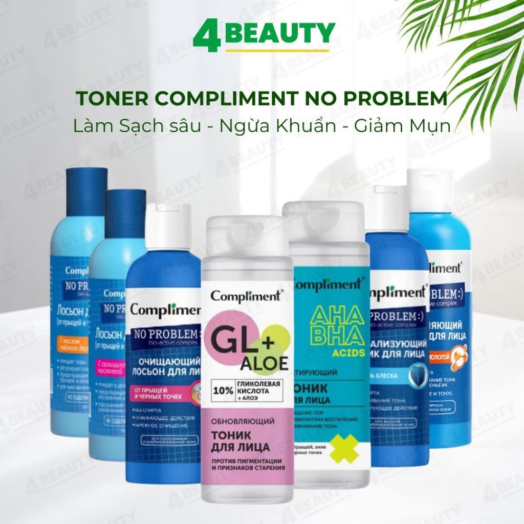 Toner Compliment No Problem Cấp Ẩm, Kiềm Dầu, Mờ Thâm 200ml