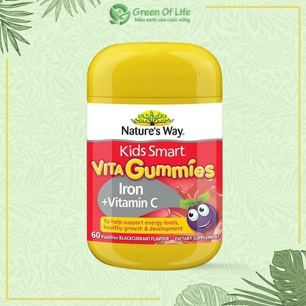 GREENOFLIFE - Kẹo Vitamin C và Sắt Nature's Way Kids Smart Vita Gummies Iron + Vitamin C 60 viên