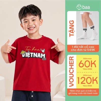 Áo thun bé trai thun cotton mềm mại, thoáng mát 1 - 10 tuổi BaaBaby AT30N