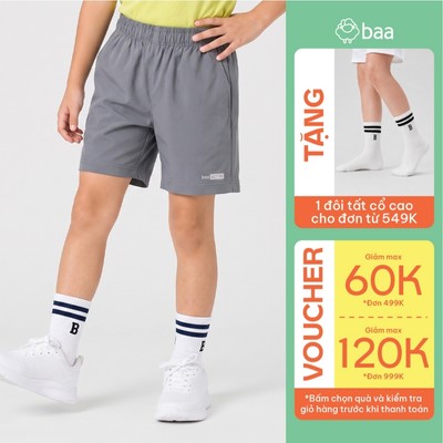 Quần shorts thể thao bé trai vải dù chạy bộ siêu, cầu lông nhẹ thoáng khí thấm hút co giãn tốt 18 - 52kg Baababy QU47N