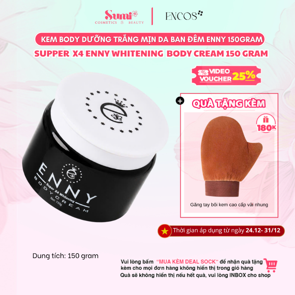Kem Dưỡng Trắng Da Body X4 ENNY 150 Gram