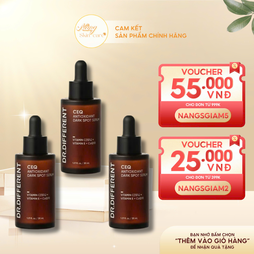 [CHÍNH HÃNG] DR.DIFFERENT CEQ ANTI-OXIDANT DARK SPOT SERUM Vitamin C 15%, Arbutin & CoQ10 Dưỡng Sáng
